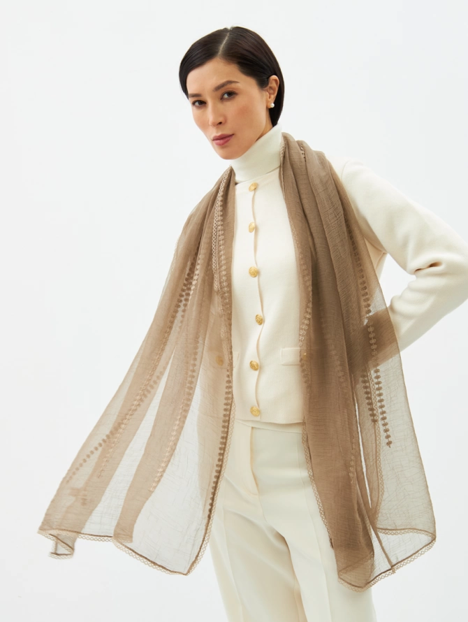 Палантин женский с вышивкой арт-деко BB-135-83