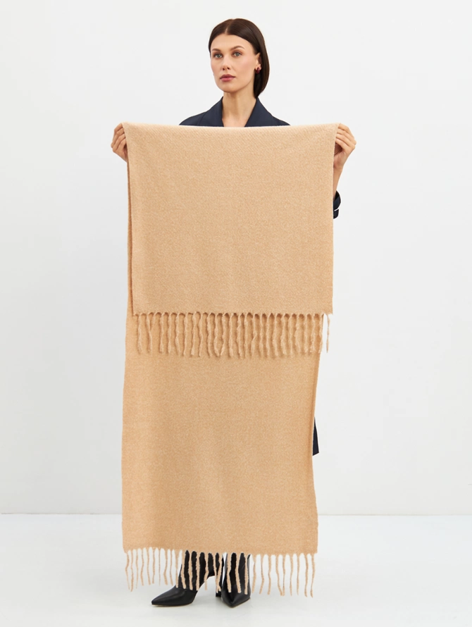 Палантин женский двусторонний с бахромой