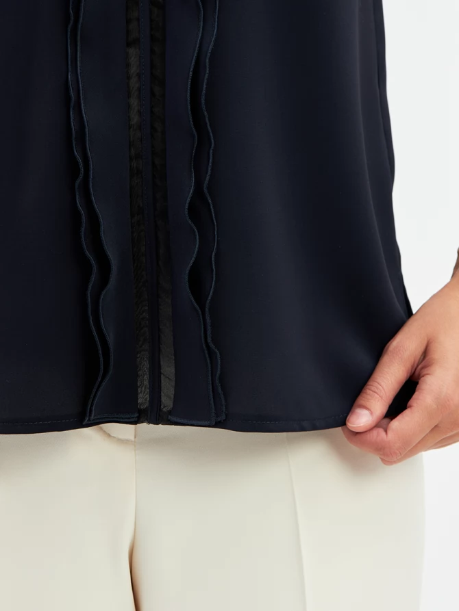 Топсо вставкой из органзы OD-975-2 синий