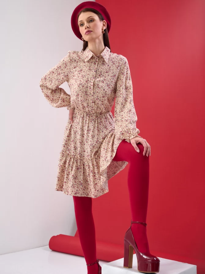 Платье-рубашка с воланом