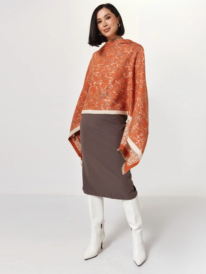 Палантин женский двусторонний с абстрактным узором