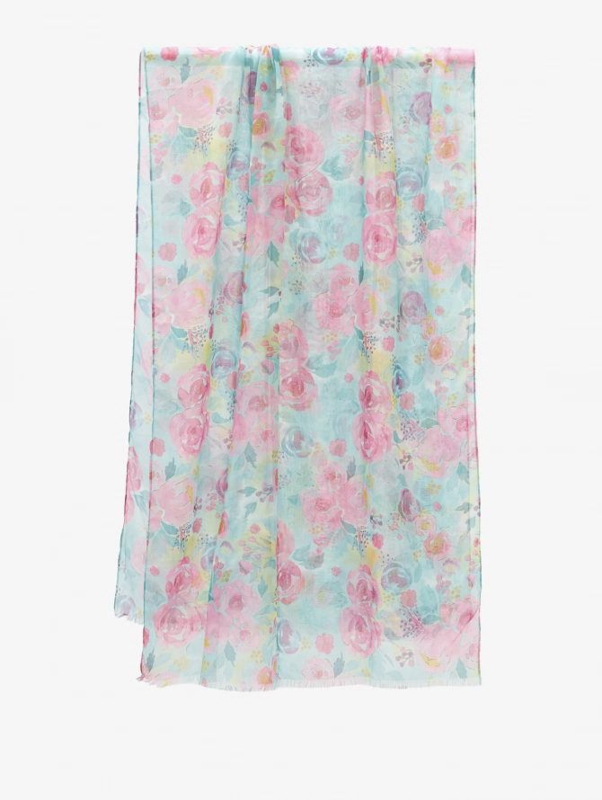 Палантин женский двусторонний с акварельным принтом D2H-13-2