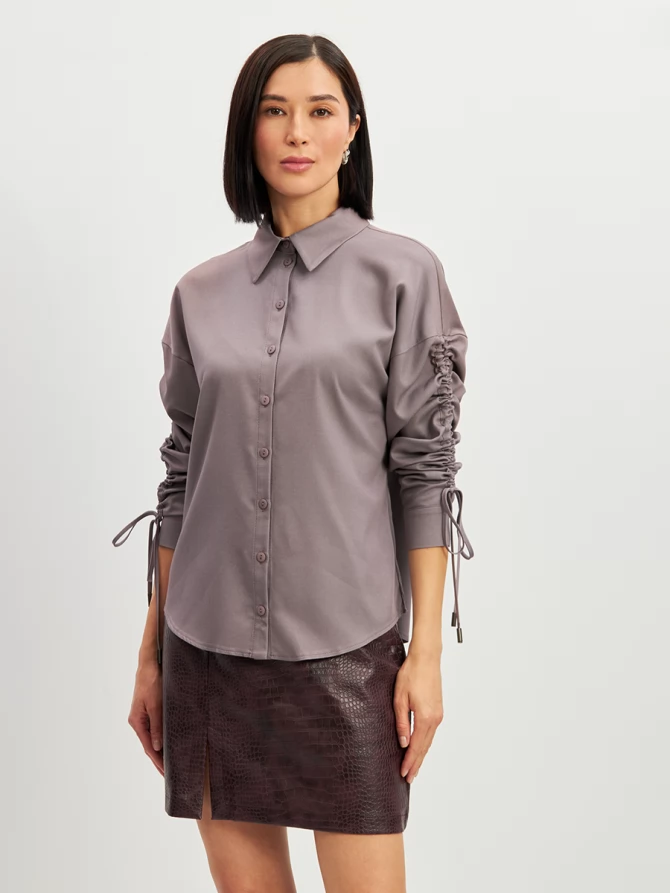 Блузка тонкая джинса OD-858-2 пыльно-лиловый