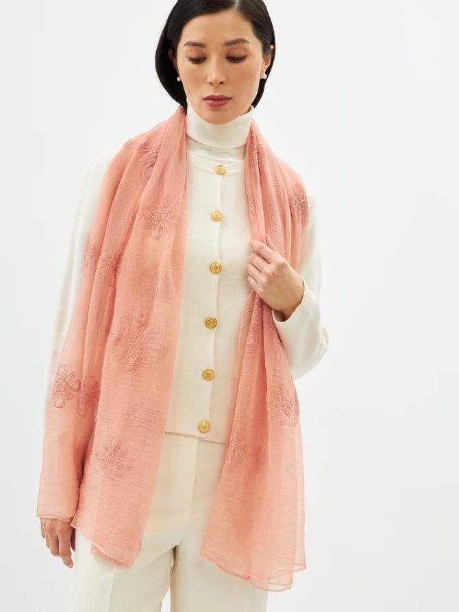 Палантин женский двусторонний с вышивкой арт-деко BB-1352-8