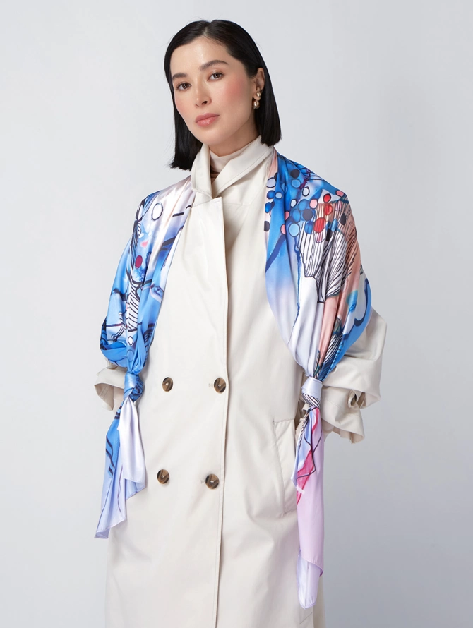 Палантин женский с авторским акварельным рисунком