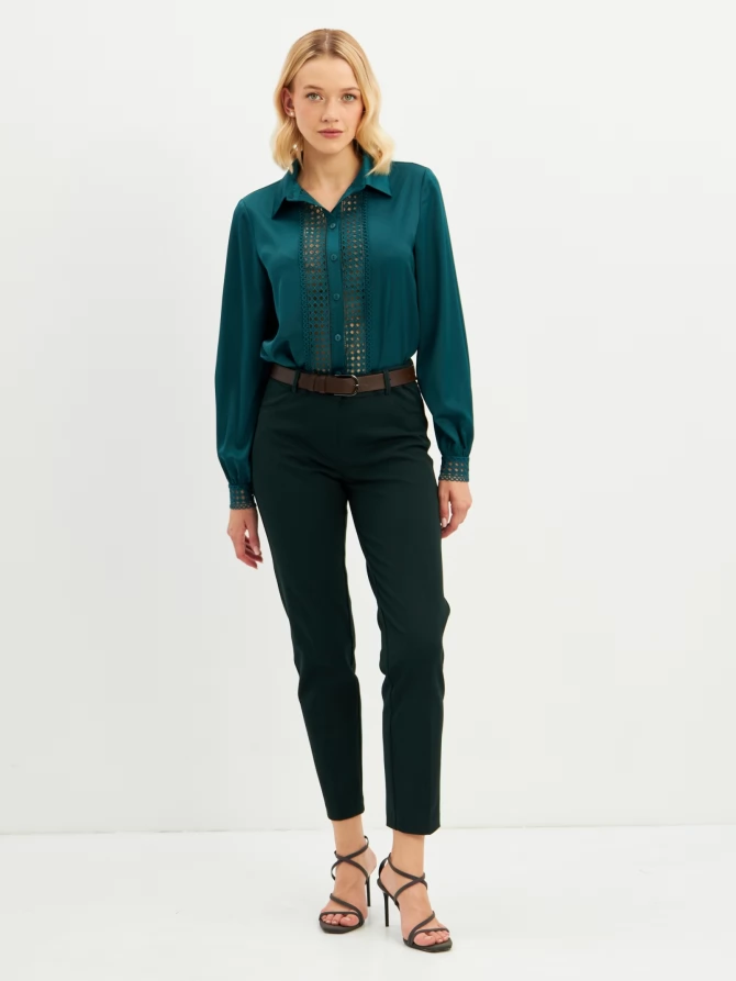 Блузка с кружевом OD-808-3 зеленый