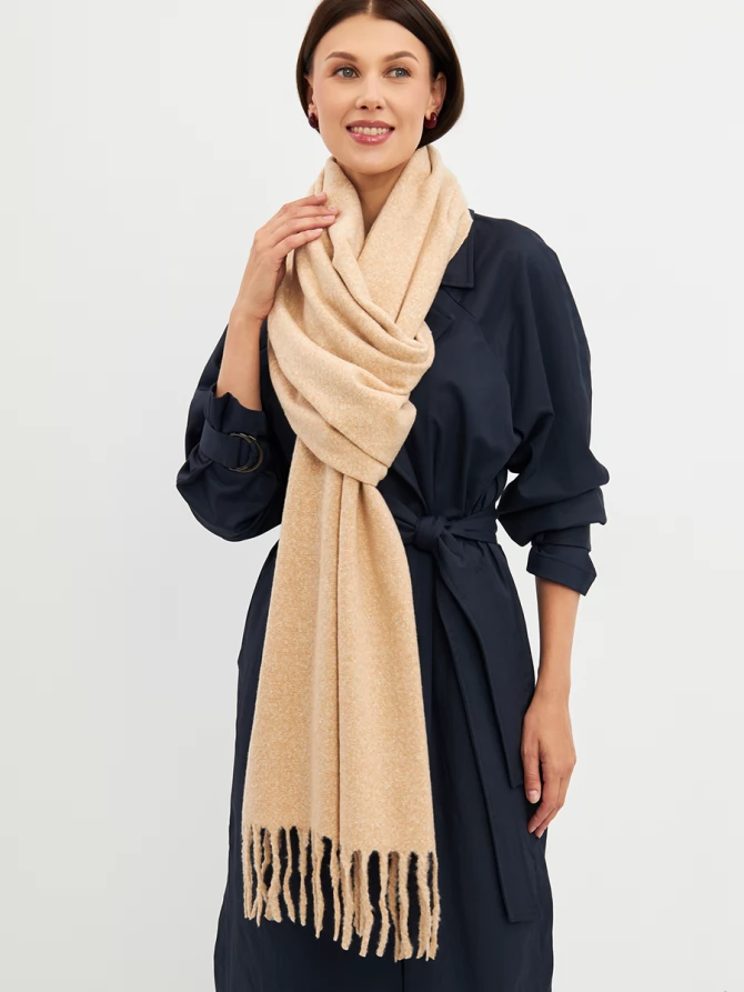 Палантин женский двусторонний с бахромой