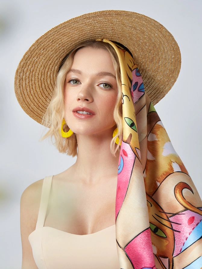 Платок женский с художественным принтом KSH16-64-3