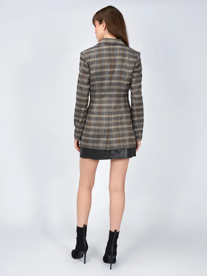 Жакет приталенный костюмка OD-821-2 серо-коричневый