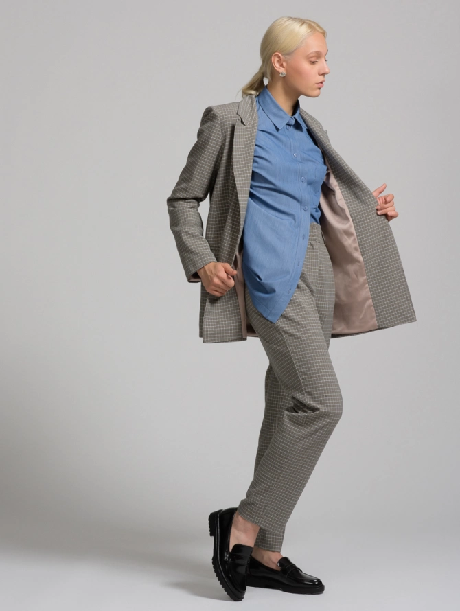 Пиджак двубортный прямого кроя в клетку