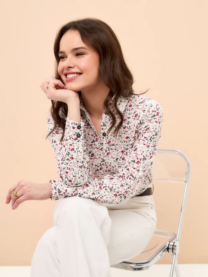 Рубашка с контрастной стойкой