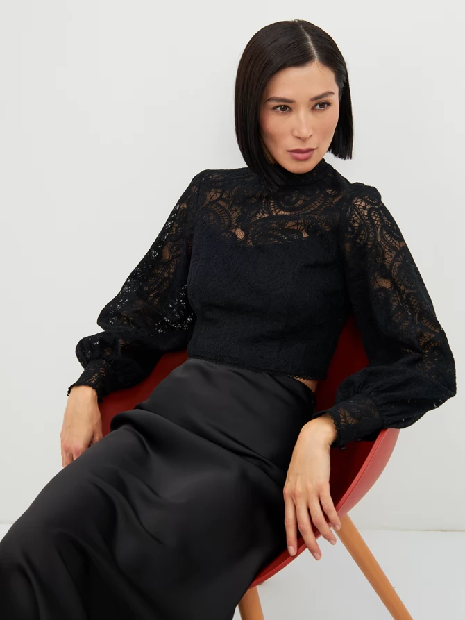 Блузка из кружева OD-969-2 черный