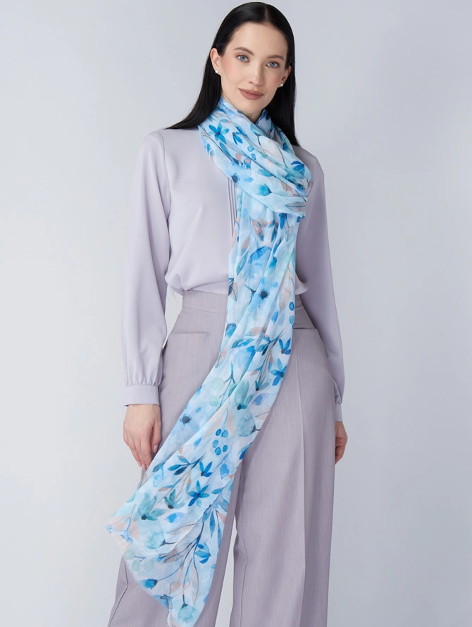 Палантин женский с цветочным принтом