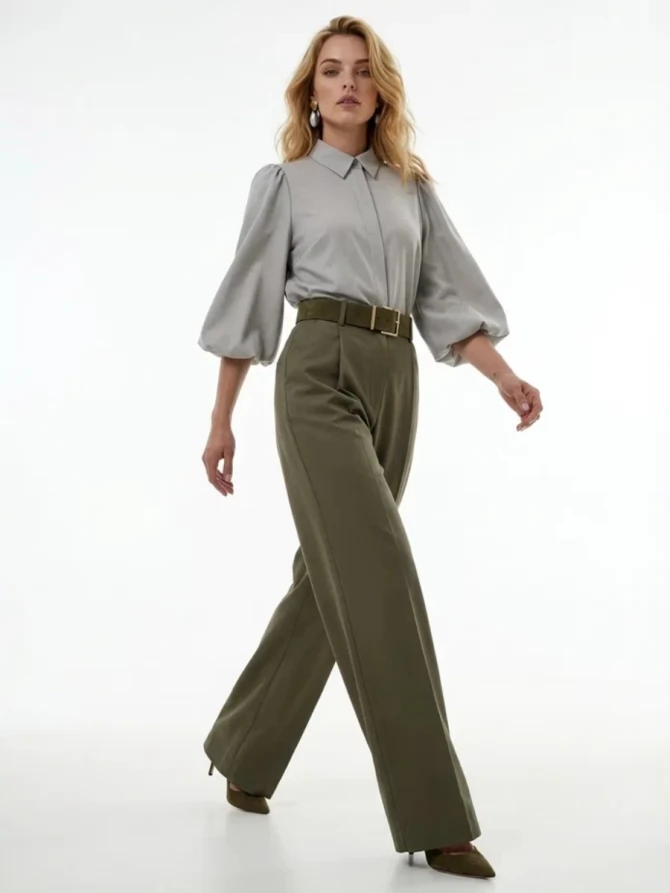 Блузка из костюмной ткани OD-1035-1 св. серый