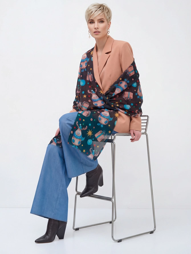 Платок с авторским принтом KSH8-175-7