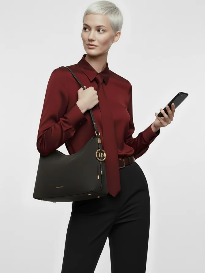 Блузка с галстуком  OD-881-6 бордовый