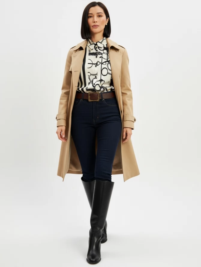 Блузка из атласной ткани  OD-887-1 черно-белая