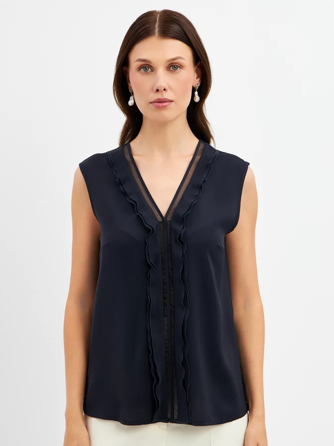 Топсо вставкой из органзы OD-975-2 синий