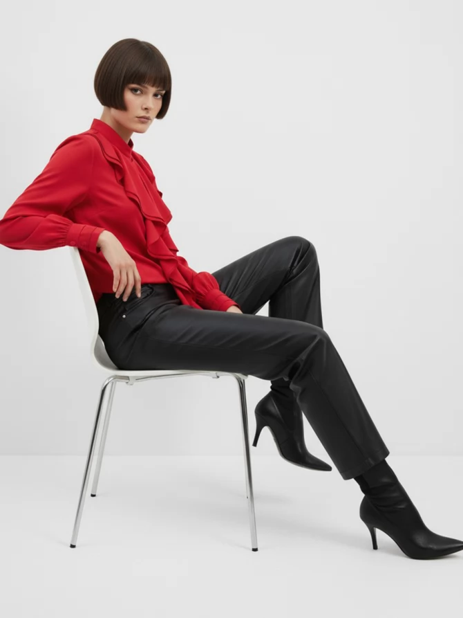 Блузка с отлетными рюшами OD-914-4 красный