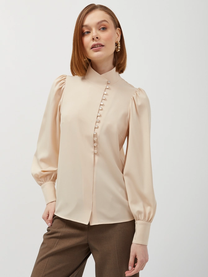 Блуза-косоворотка с асимметричной планкой