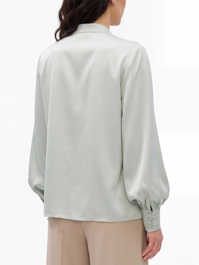 Блузка с отлетными рюшами, цвет полынь