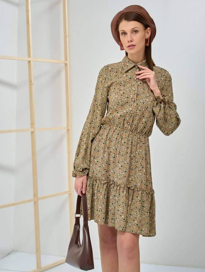 Платье-рубашка с воланом