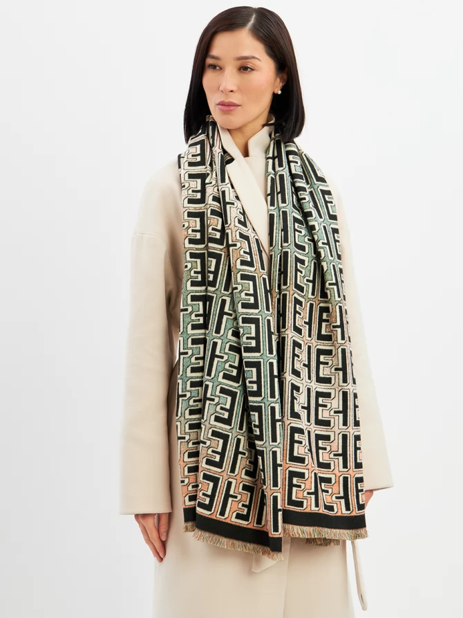 Палантин женский двусторонний с геометрическим принтом