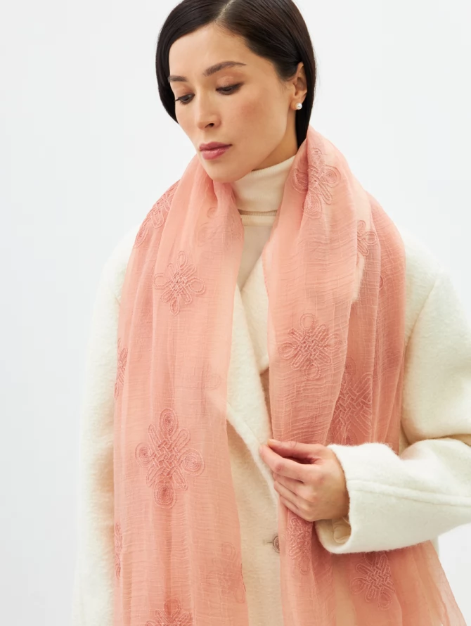 Палантин женский двусторонний с вышивкой арт-деко BB-1352-8