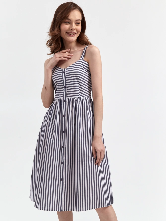 Платье-сарафан из хлопка в полоску