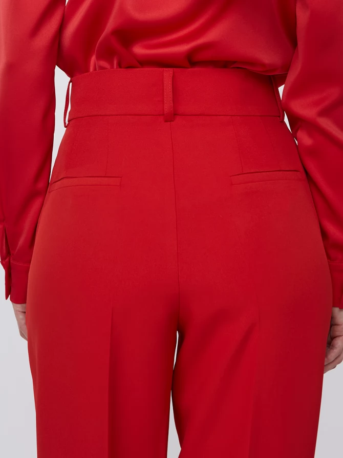 Брюки укороченные бордовые с высокой посадкой OD-877-4