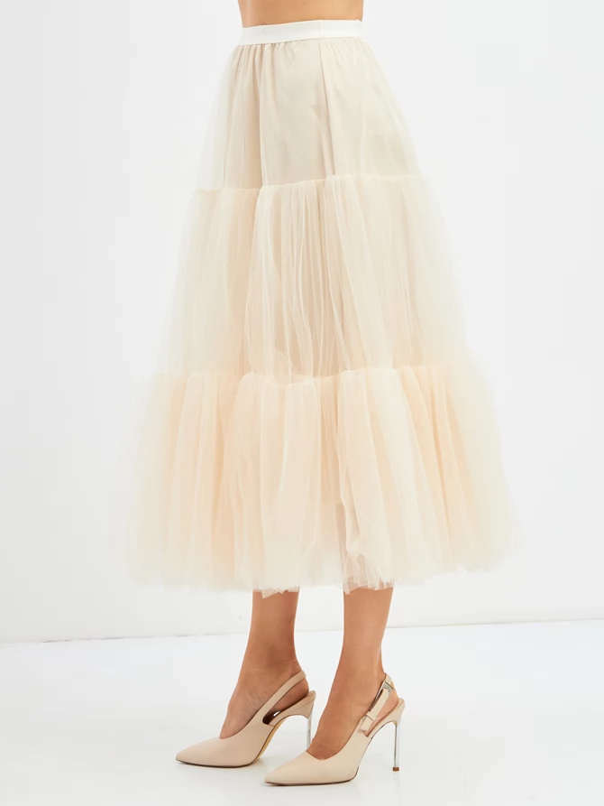 Платье из жаккарда + юбка из фатина OD-939-3 серо-голубой