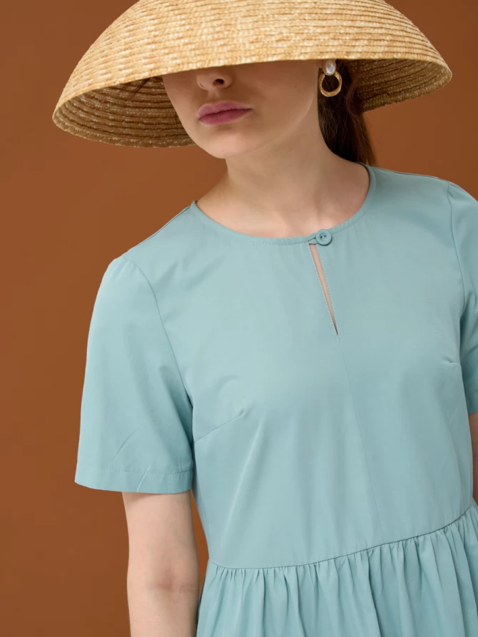 Платье хлопок OD-795-1 с планкой св.зеленое