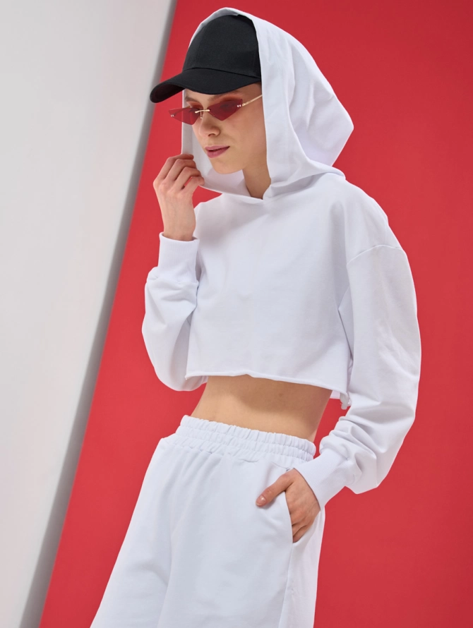 Шорты спортивные из футера с необработанным краем