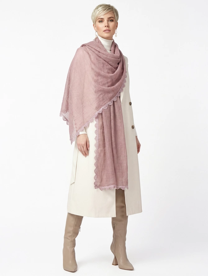 Палантин женский с кружевом SHUT-15-1