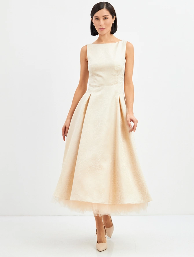 Платье из жаккарда + юбка из фатина OD-939-1 сливочный