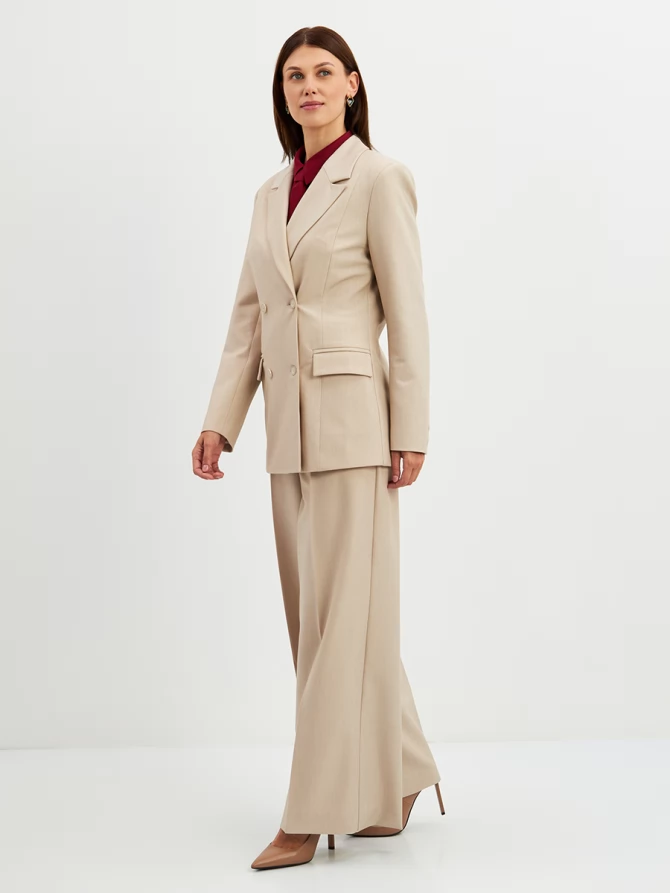 Жакет двубортный на подкладке OD-980-1 бежевый