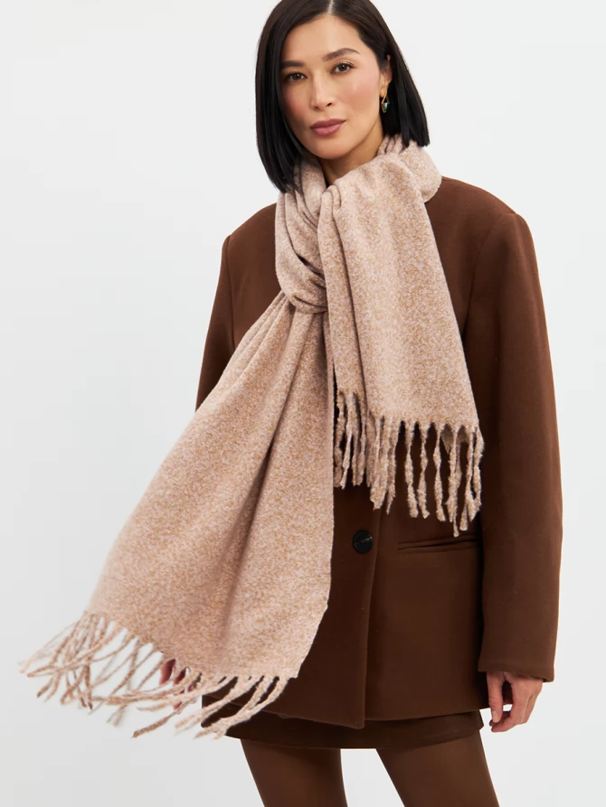 Палантин женский меланжевый с бахромой