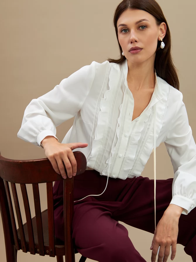 Блузка с рюшами OD-976-1 белая