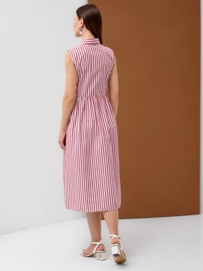 Платье хлопок OD-800-1 полоса бордовая