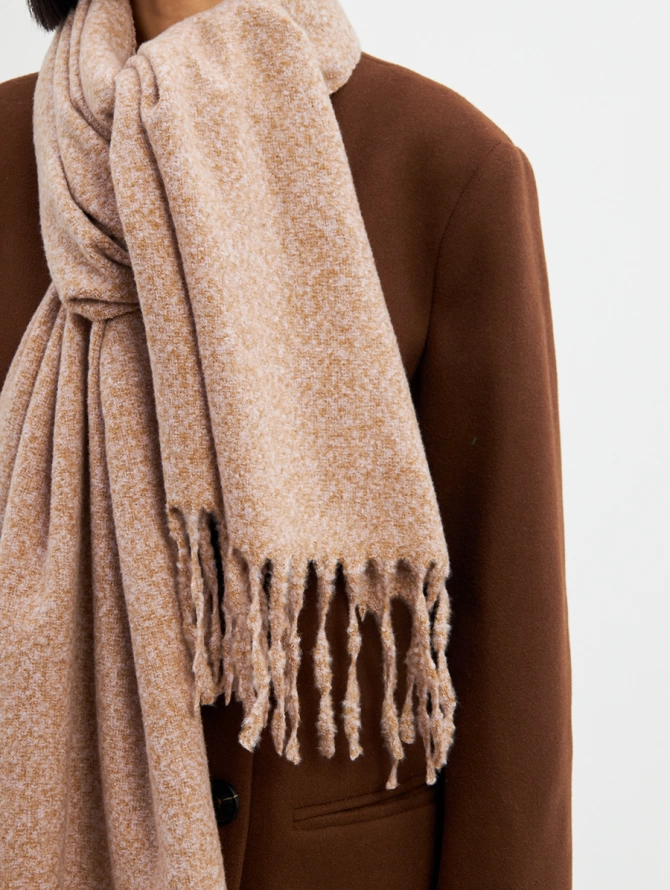 Палантин женский меланжевый с бахромой