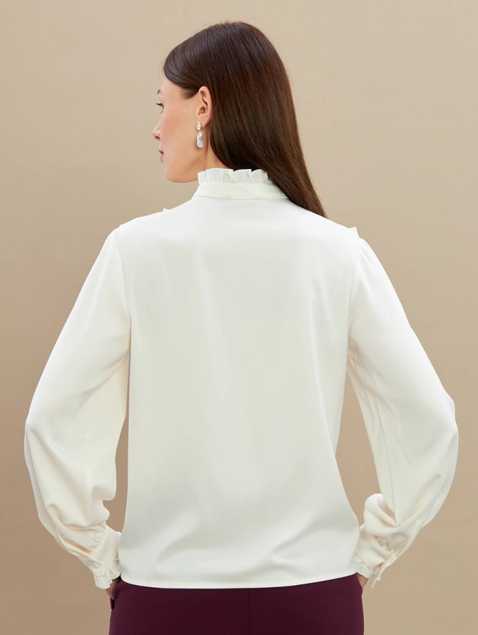 Блузка с рюшами OD-884-5 сливочный