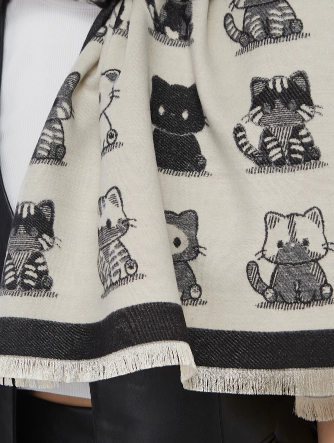 Палантин женский с котопринтом