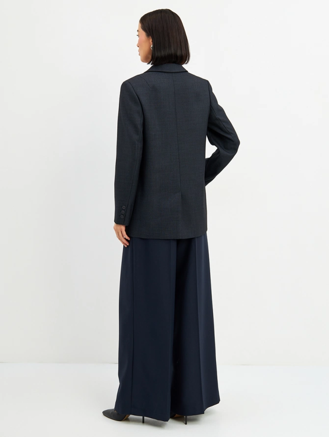 Жакет из костюмной ткани серо-синий