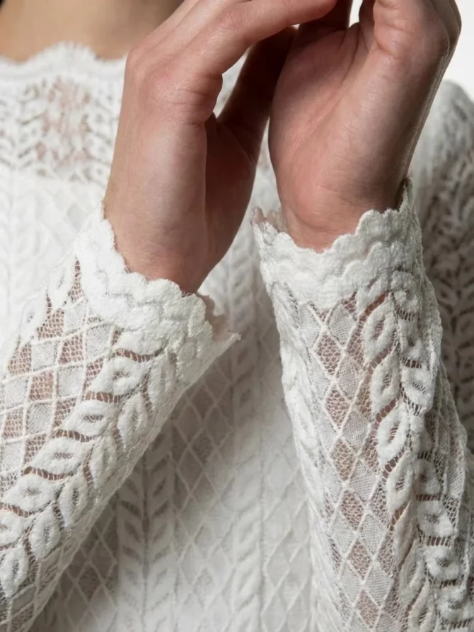 Платье из трикотажного кружева OD-904-4 белое