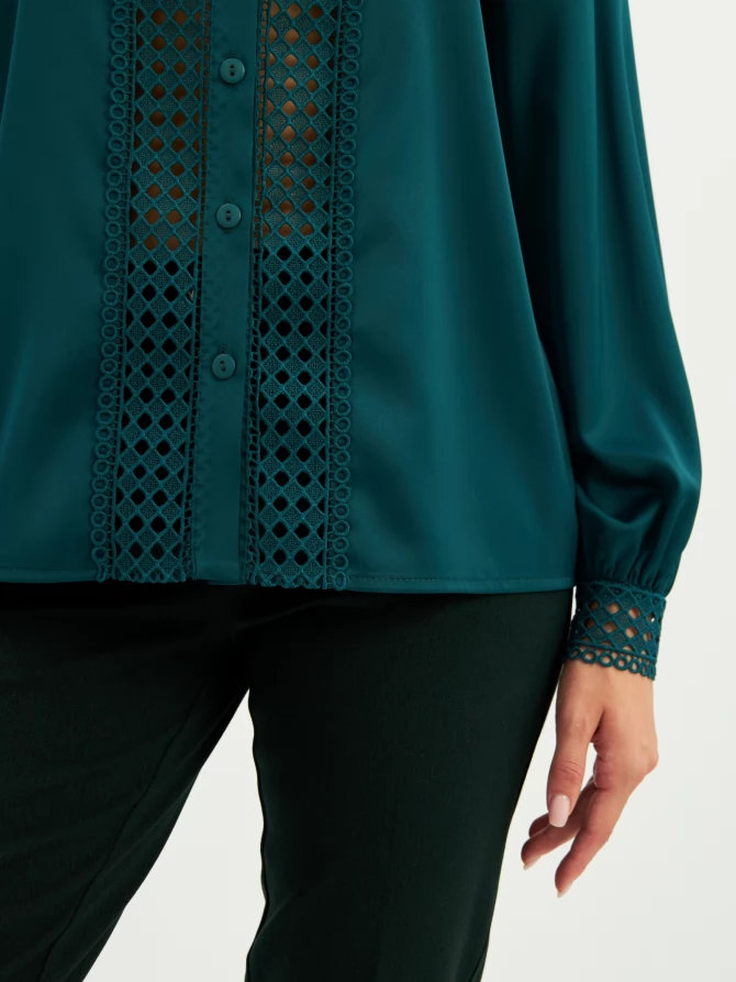 Блузка с кружевом OD-808-3 зеленый