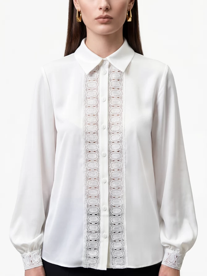 Блузка с кружевом белая