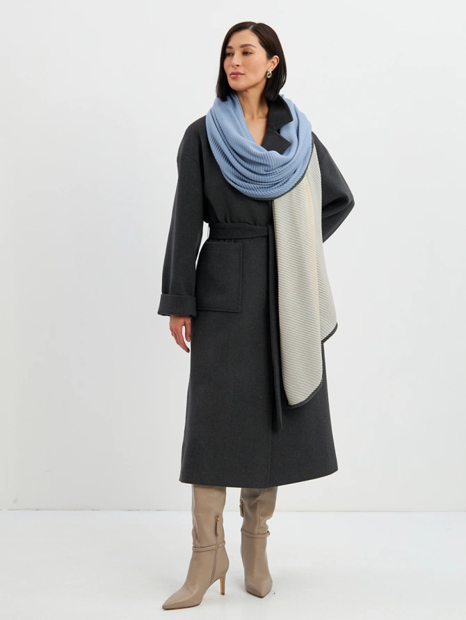 Палантин женский двусторонний жатый