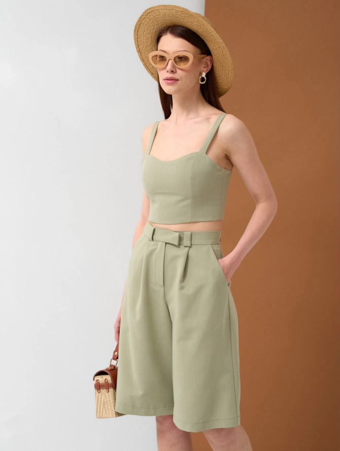 Топ укороченный из костюмной ткани