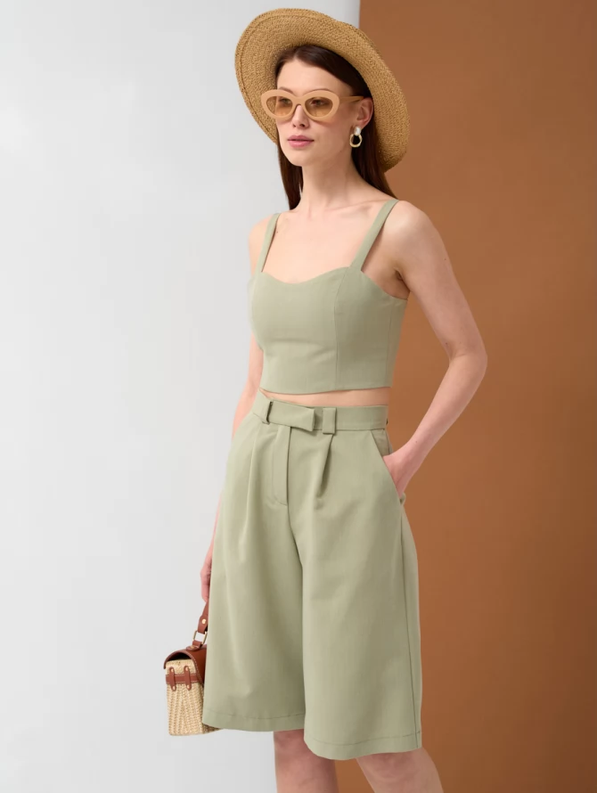 Топ укороченный из костюмной ткани