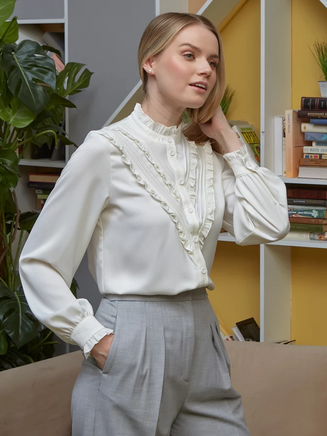 Блузка с рюшами OD-884-4 белый